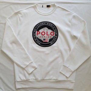 New LG Polo Ralph Lauren World Cup Racing Alpine Crew Neck Royal White Sweater